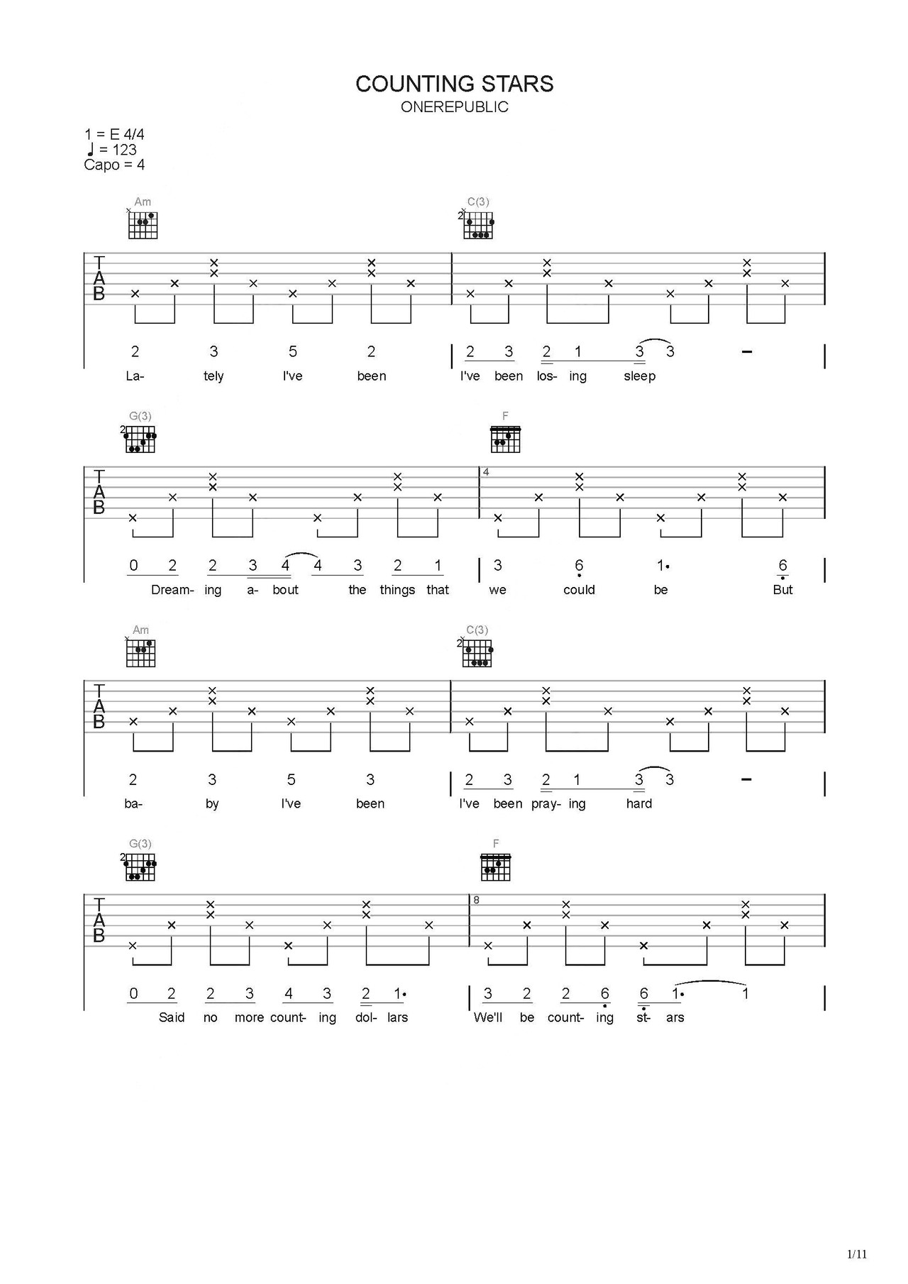 Kids by OneRepublic - Guitar Chords/Lyrics - Guitar Instructor